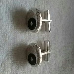 Silver tone cuff links